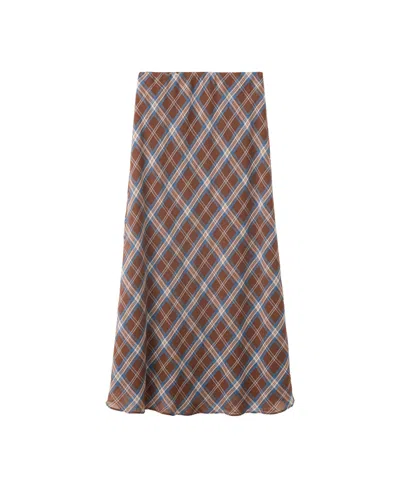 Mango Women's A-line Checked Midi Skirt In Brown
