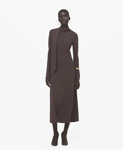 Mango A-line Foulard Dress Brown