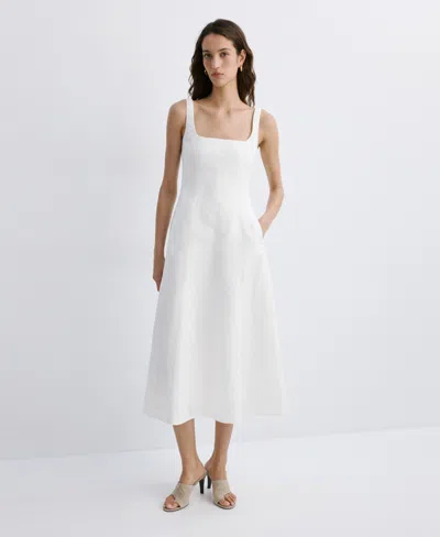 Mango Women's A-line Linen Dress In White