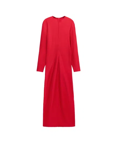Mango Women's A-line Midi Long-sleeve Dress In Red