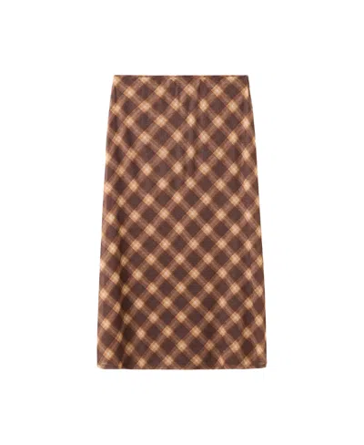 Mango Women's A-line Midi Plaid Skirt In Brown