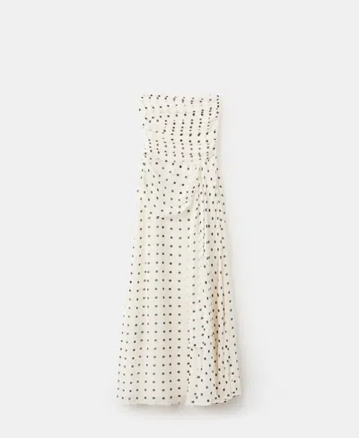 Mango Ruched Strapless Maxi Dress In Neutral