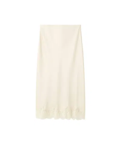 Mango Women's A-line Satin Midi Skirt In Ecru