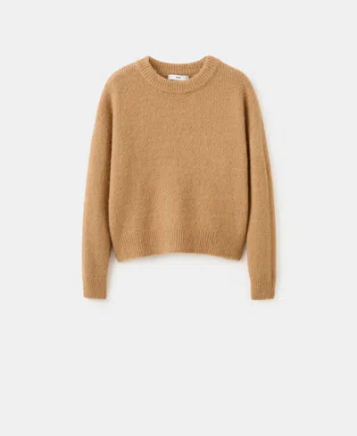 Mango Alpaca-blend Crew-neck Sweater Medium Brown