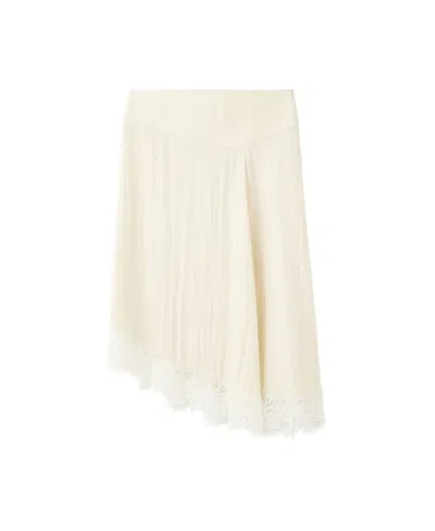 Mango Women's Amory Lace Detail A-line Skirt In Ecru