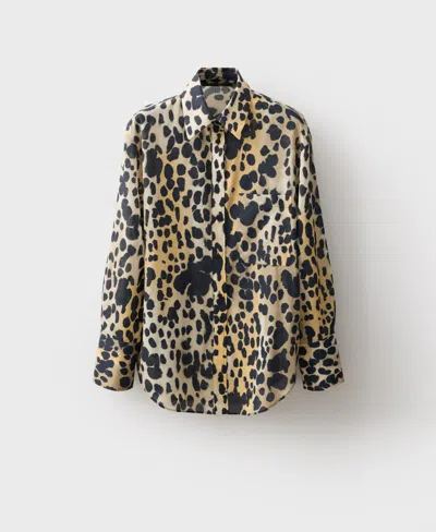 MANGO WOMEN'S ANIMAL PRINT COTTON SHIRT