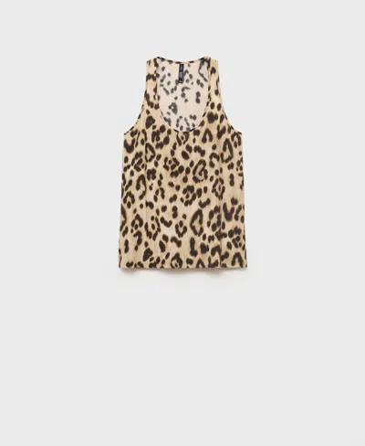 Mango Women's Animal-print Fluid Top In Nude