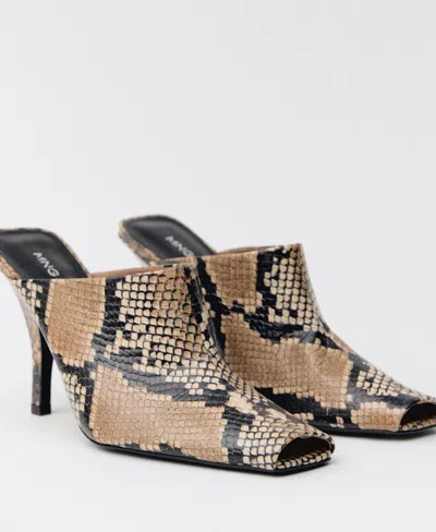 MANGO WOMEN'S ANIMAL PRINT LEATHER HEELED SHOES