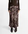 Mango Animal Print Satin Midi Skirt In Brown
