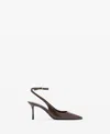 Mango Ankle Strap Pointed Toe Slingback Pump In Brown