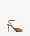 Mango Faux Leather Peep Toe Heeled Shoes In Brown