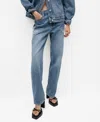 Mango Straight Leg Jeans In Medium Blue