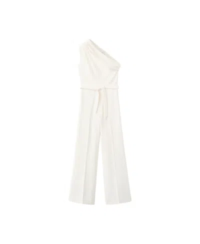 Mango Women's Asymmetric Belt Jumpsuit In White