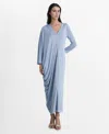 Mango Asymmetric Draped Gown Sky Blue In Sky Blue