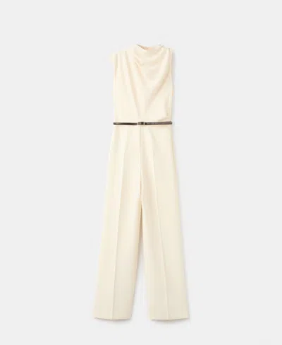 Mango Women's Asymmetric Long Jumpsuit In White