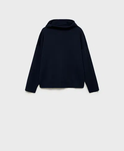 Mango Women's Asymmetric Neck Knitted Sweater In Dark Navy