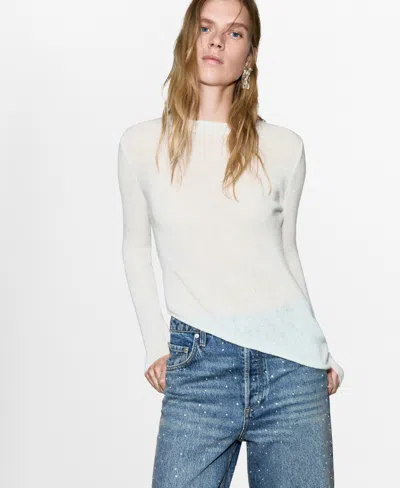 Mango Asymmetrical Alpaca And Wool Blend Sweater Off White