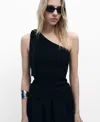 Mango Asymmetric One-shoulder Top In Black