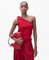 Mango Asymmetrical Knitted Top With Bow Red In Red