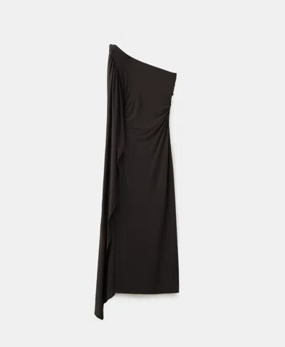 Mango Women's Asymmetrical Cape Dress In Black