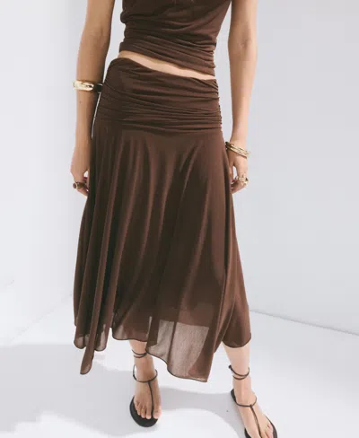Mango Women's Asymmetrical Chiffon Skirt In Brown