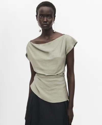 MANGO WOMEN'S ASYMMETRICAL COLLAR MODAL BLOUSE