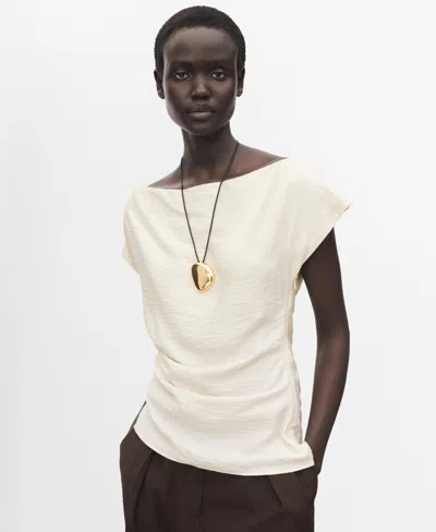 MANGO WOMEN'S ASYMMETRICAL COLLAR MODAL BLOUSE