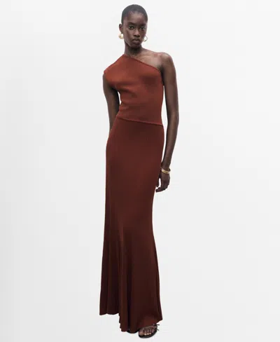 Mango Women's Asymmetrical Combined-knit Dress In Brown