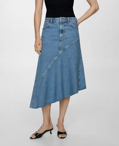 Mango Women's Asymmetrical Denim Skirt In Medium Blue