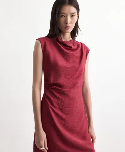 Mango Women's Asymmetrical Draped Short Dress In Red