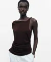 Mango Asymmetric Ruched Knit Top