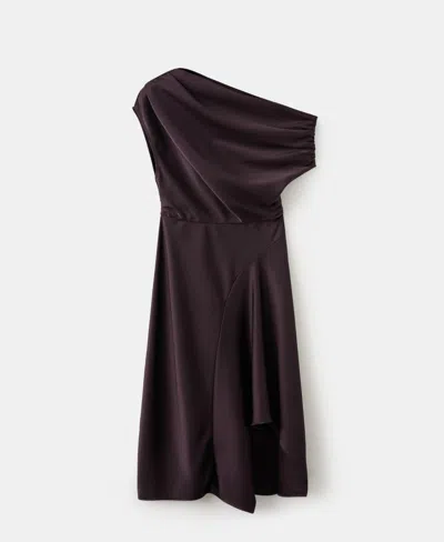 Mango Women's Asymmetrical Flared Dress In Burgundy