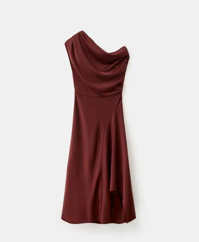 Mango Women's Asymmetrical Flared Dress In Burgundy