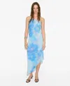 Mango Asymmetrical Floral Scarf Dress Blue
