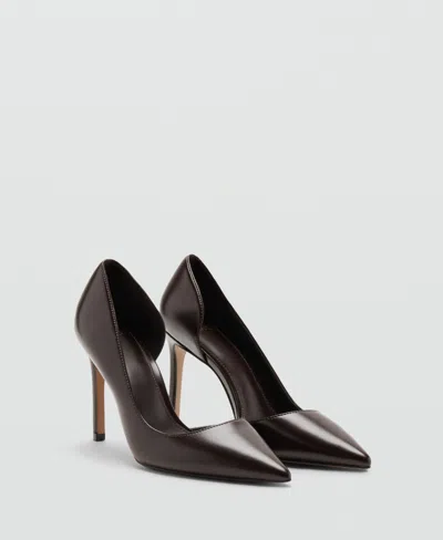 Mango Asymmetrical Heeled Shoes Chocolate In Brown