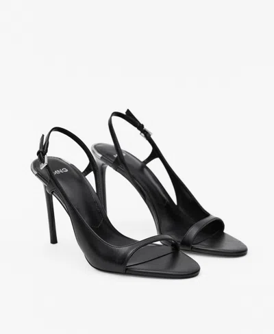 Mango Women's Asymmetrical Heels Leather Sandals In Black