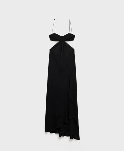 Mango Women's Asymmetrical Hem And Cut-out Dress In Black