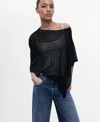 Mango Women's Asymmetrical Knit Cape In Black