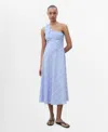 Mango Asymmetric Stripe A-line Dress In Blue
