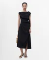 Mango Asymmetrical Knotted Dress In Black