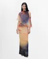 Mango Abstract Print Cape Detail Gown In Multi