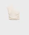 Mango Asymmetrical Linen Top Off White In Neutral