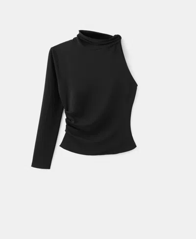 Mango Women's Asymmetrical Long-sleeve T-shirt In Black