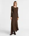 Mango Asymmetrical Low Knit Dress Caramel In Caramel