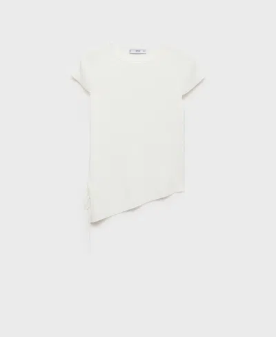 Mango Women's Asymmetrical Low Knit Jersey Top In Ecru