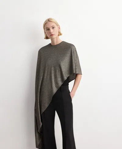 Mango Asymmetrical Round-neck Cape Black In Gray
