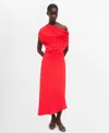 Mango Asymmetric Midi Dress In Red