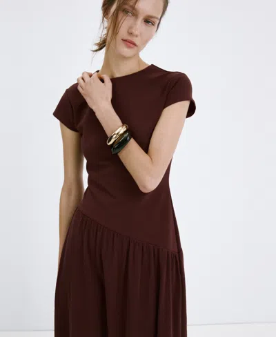 Mango Women's Asymmetrical Midi-dress In Burgundy
