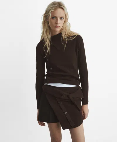 MANGO WOMEN'S ASYMMETRICAL NECK AND BUTTONS SWEATER