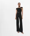Mango Asymmetric Long Jumpsuit In Black